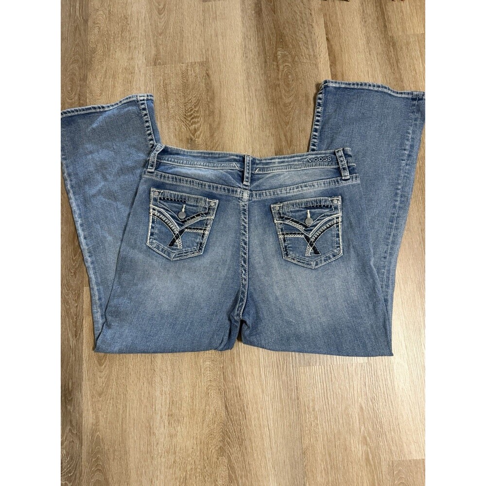 Vigoss Women’s Bootcut Jeans Size 16 Back Pocket Flaps Western Cowgirl Mid Wash